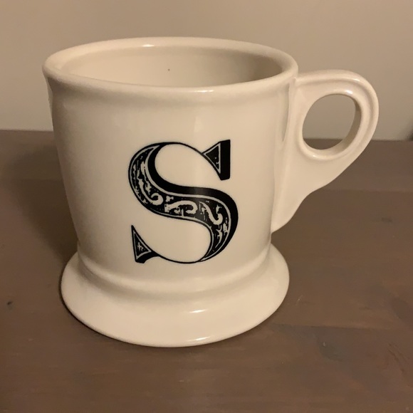 Anthropologie Cream and Black Ceramic Letter S Mug - Picture 2 of 8